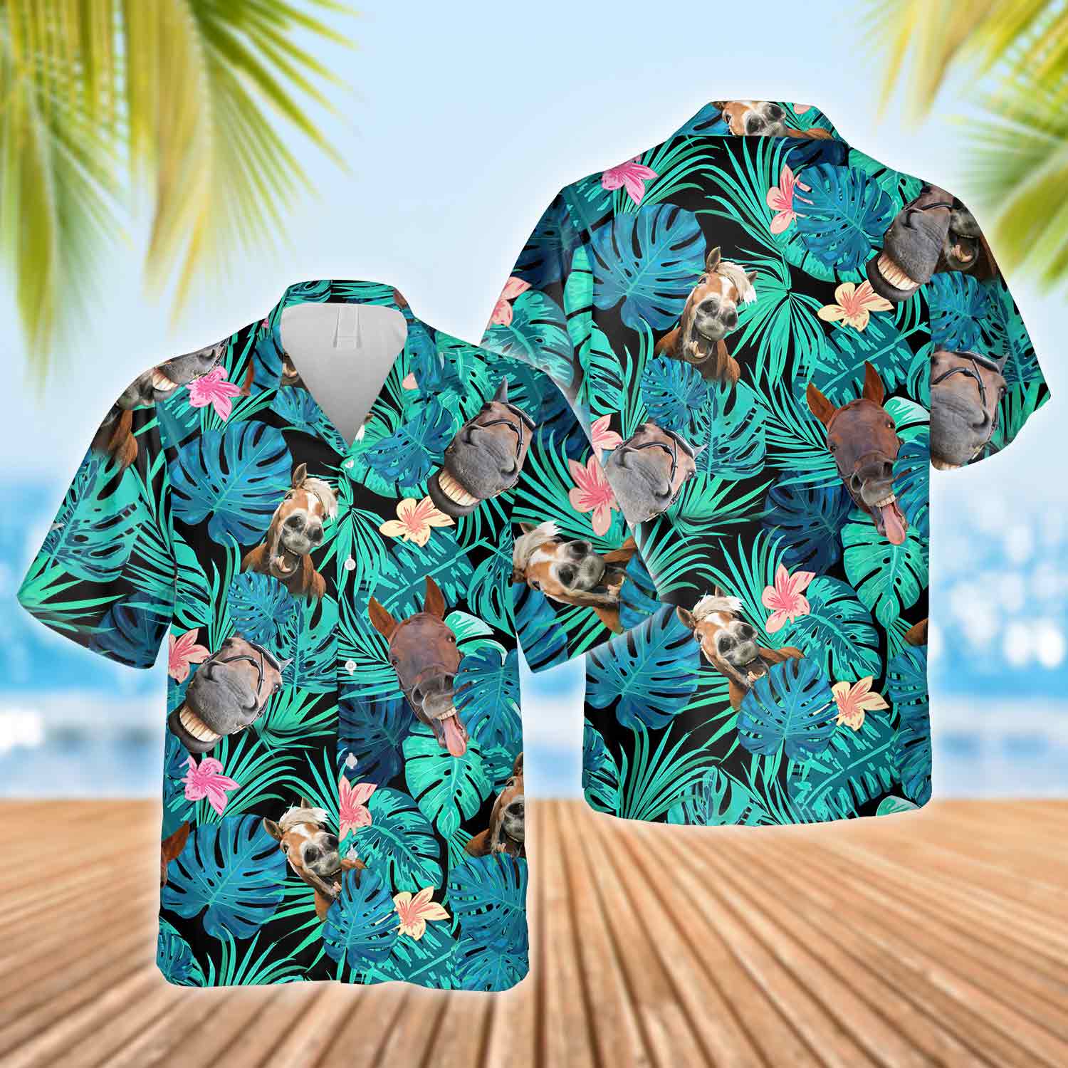 Laughing Horses Hawaiian Shirt