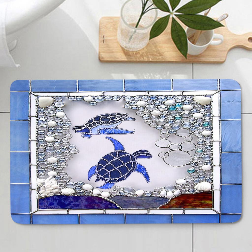 Turtle Lover Beach Soul Ocean Vibes - Turtle Bathroom Curtain & Mats Set