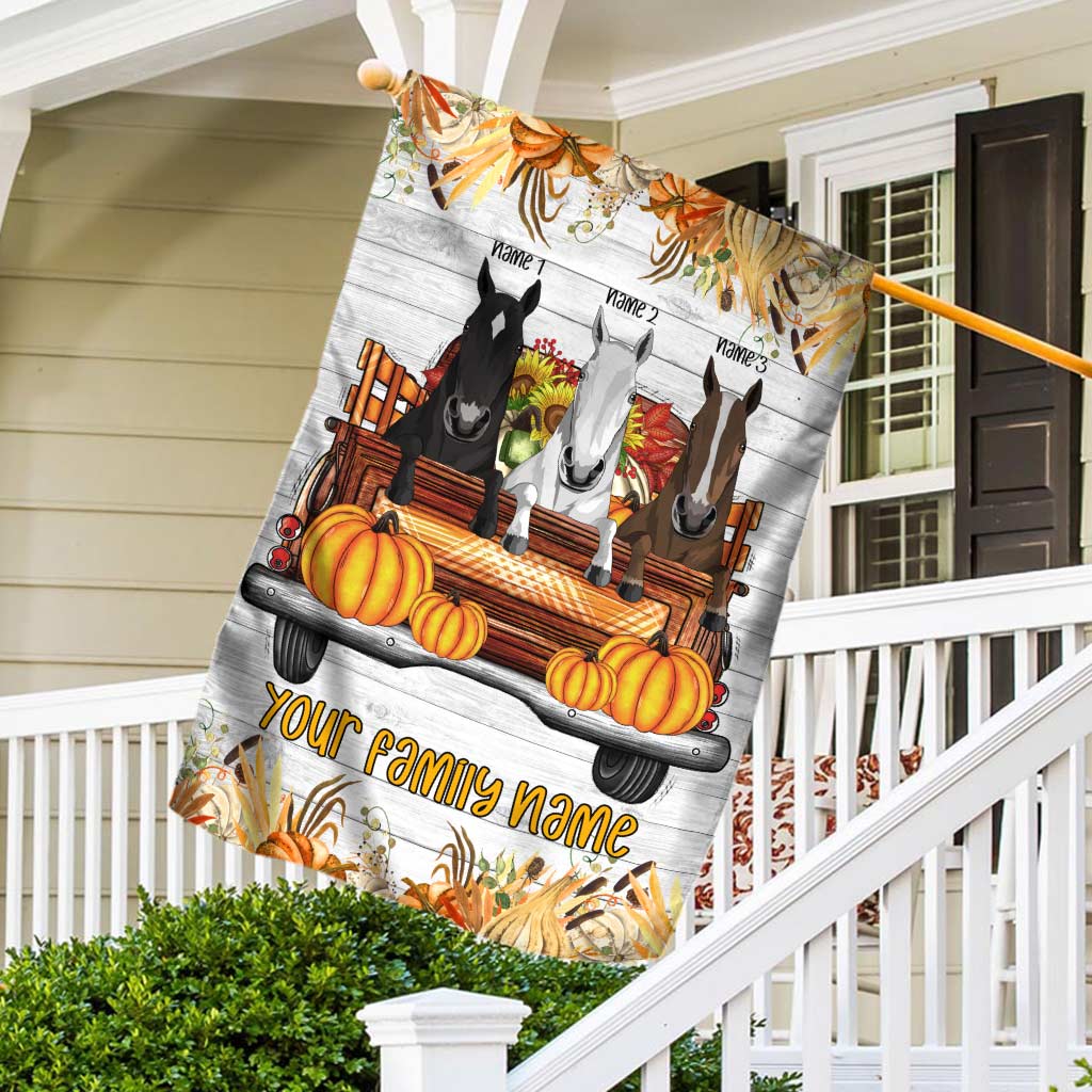 Happy Fall Y'all - Personalized Fall Horse House Flag