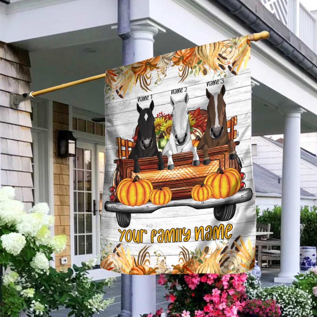 Happy Fall Y'all - Personalized Fall Horse House Flag