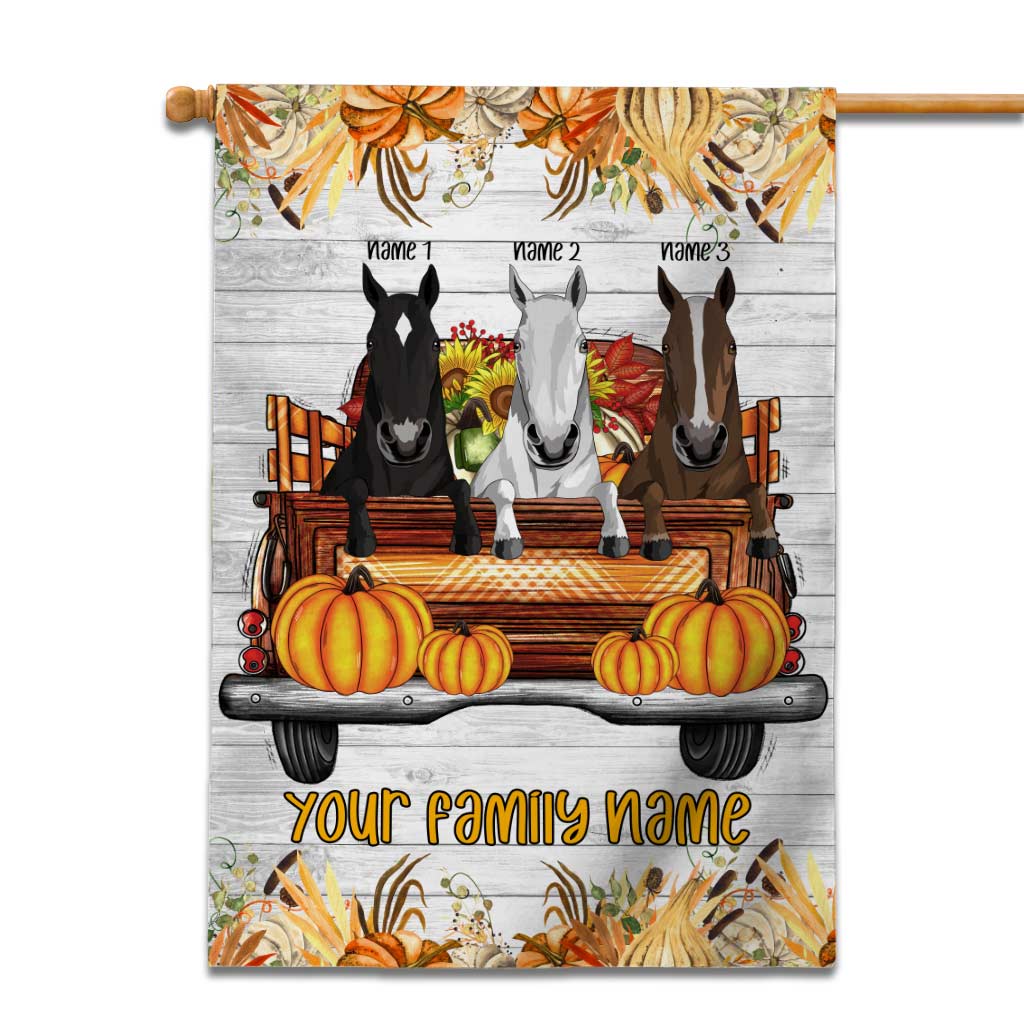 Happy Fall Y'all - Personalized Fall Horse House Flag