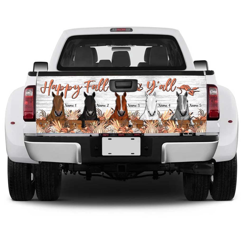 Happy Fall Y'all - Personalized Fall Horse Truck Tailgate Decal