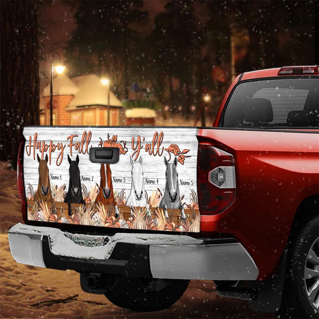 Happy Fall Y'all - Personalized Fall Horse Truck Tailgate Decal