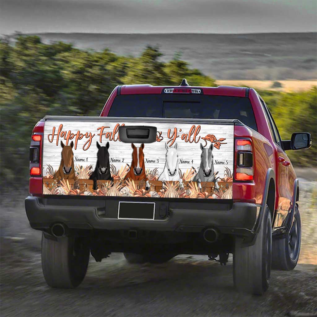 Happy Fall Y'all - Personalized Fall Horse Truck Tailgate Decal