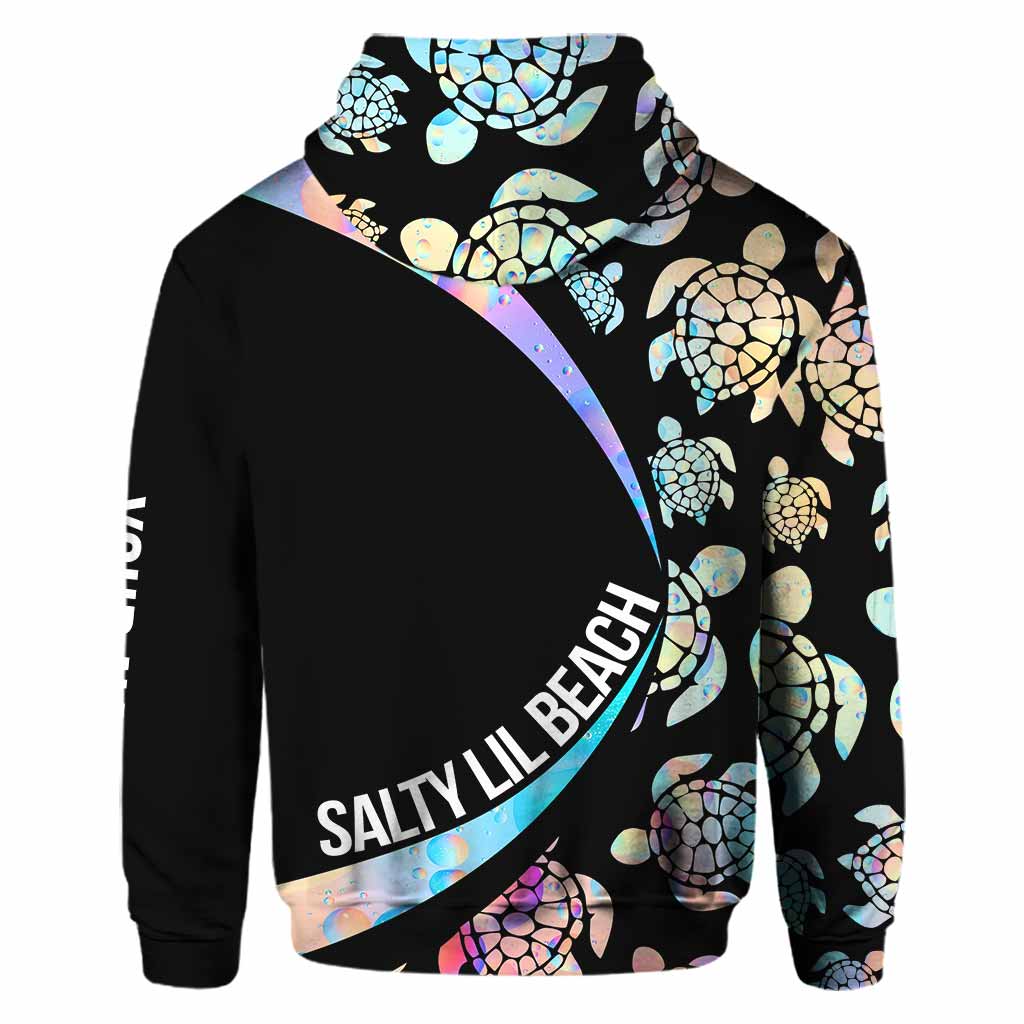 Salty Lil Beach Turtle Personalized All Over T-shirt and Hoodie