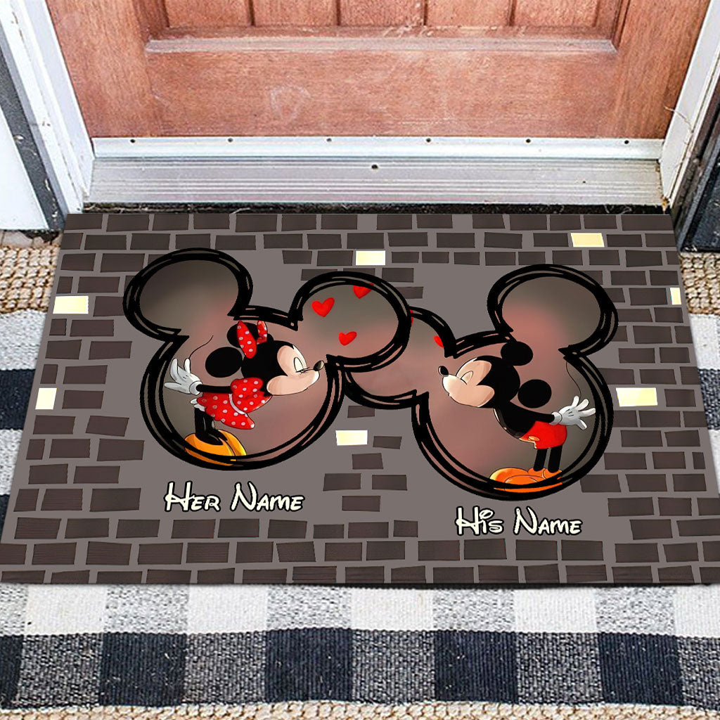 Home Is Where The Heart Is - Personalized Couple Mouse Doormat