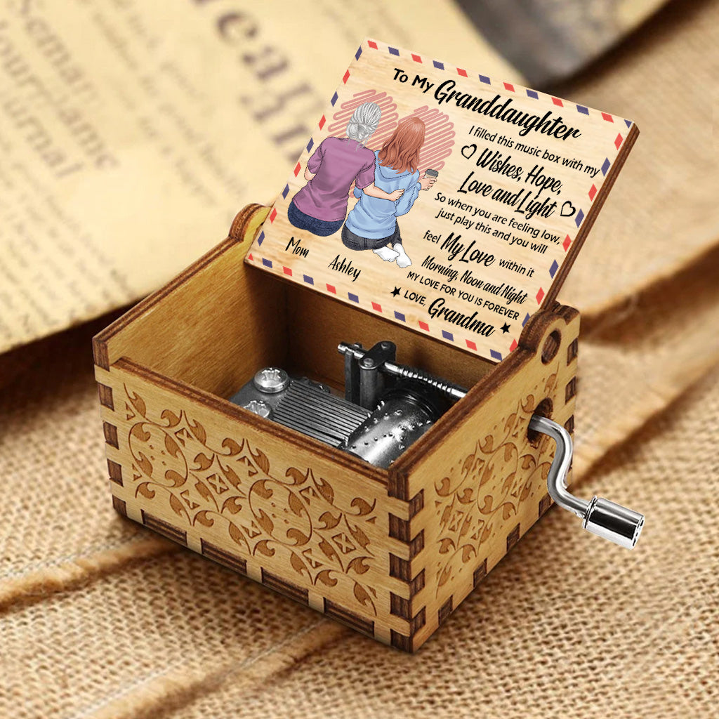 To My Granddaughter - Personalized Mother's Day Grandma Hand Crank Music Box