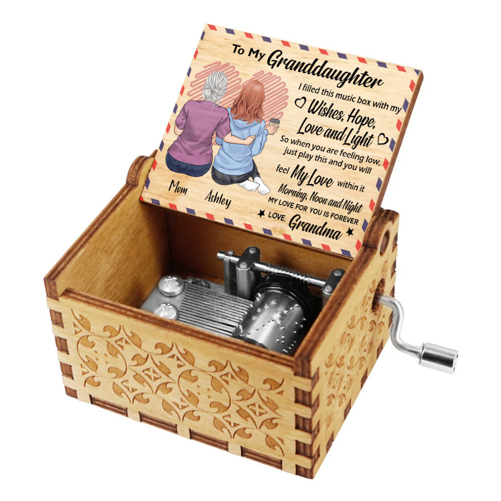 To My Granddaughter - Personalized Mother's Day Grandma Hand Crank Music Box