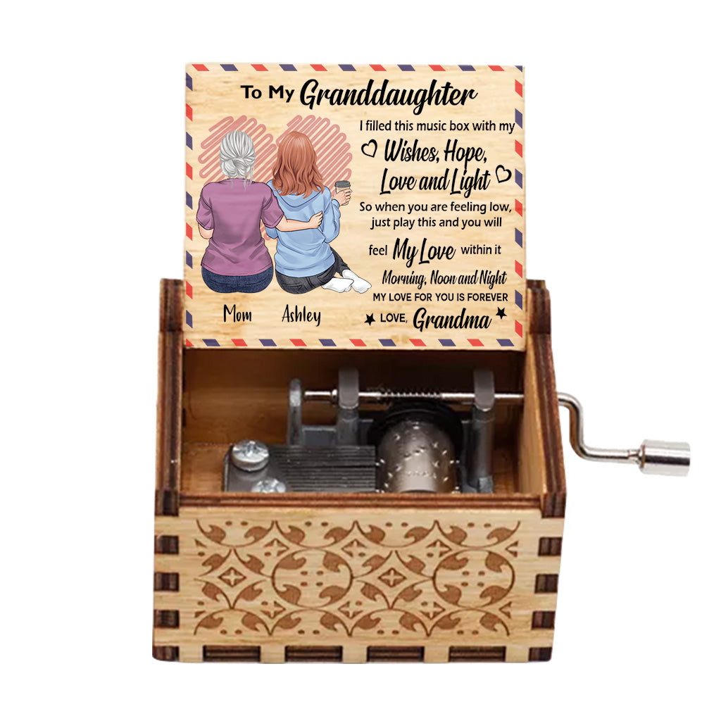 To My Granddaughter - Personalized Mother's Day Grandma Hand Crank Music Box