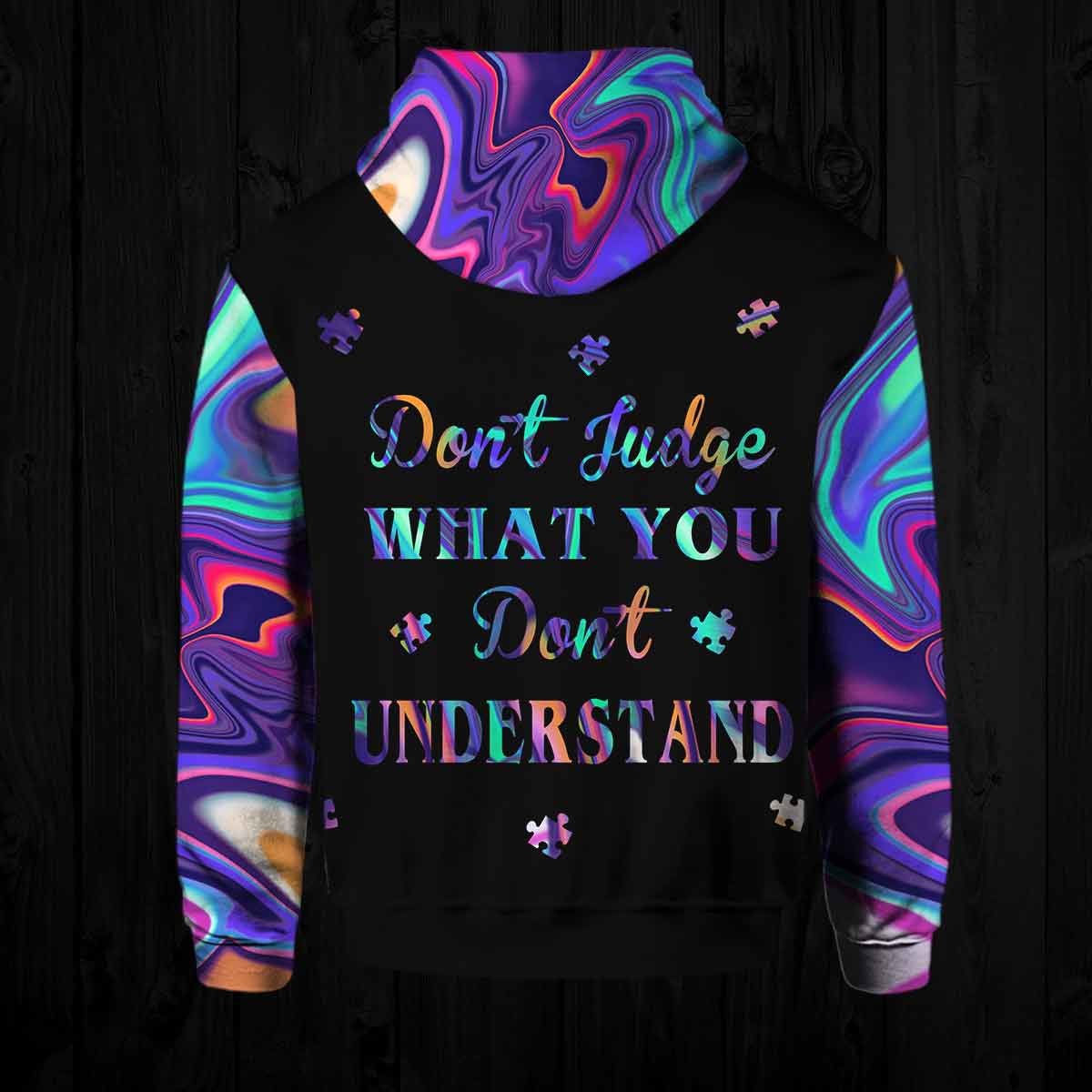 Don't Judge - Autism Awareness All Over T-shirt and Hoodie