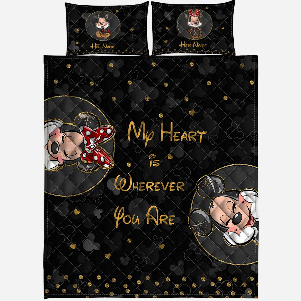 My Heart Is Wherever You Are - Personalized Mouse Quilt Set