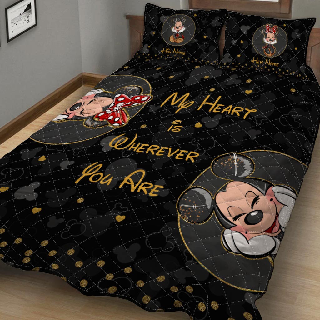 My Heart Is Wherever You Are - Personalized Mouse Quilt Set