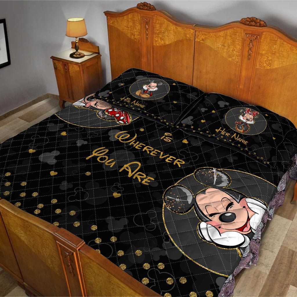 My Heart Is Wherever You Are - Personalized Mouse Quilt Set