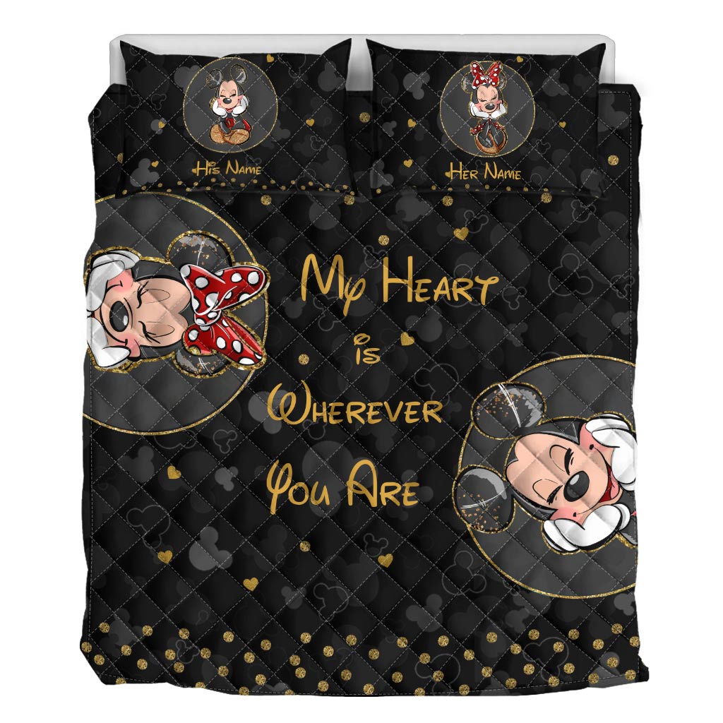 My Heart Is Wherever You Are - Personalized Mouse Quilt Set