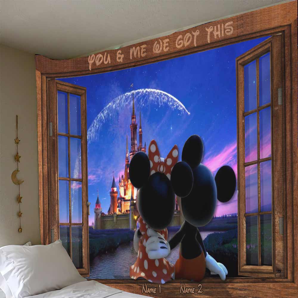 You And Me We Got This Mouse Ears - Personalized Couple Mouse Wall Tapestry