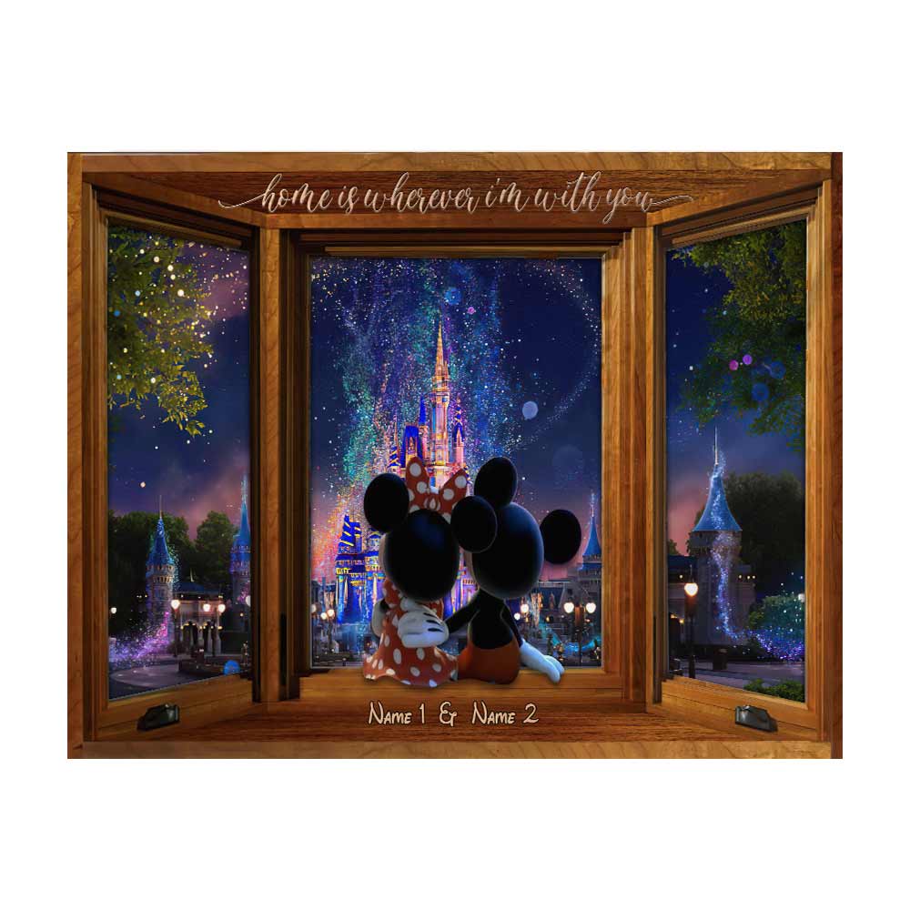 Home Is Wherever I Am With You Mouse Ears - Personalized Couple Mouse Wall Tapestry