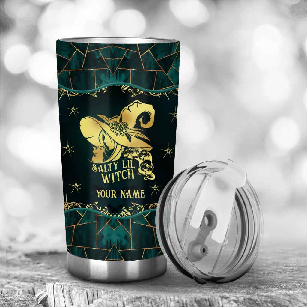 Salty Lil Witch Gold Green Printed Pattern Personalized Tumbler