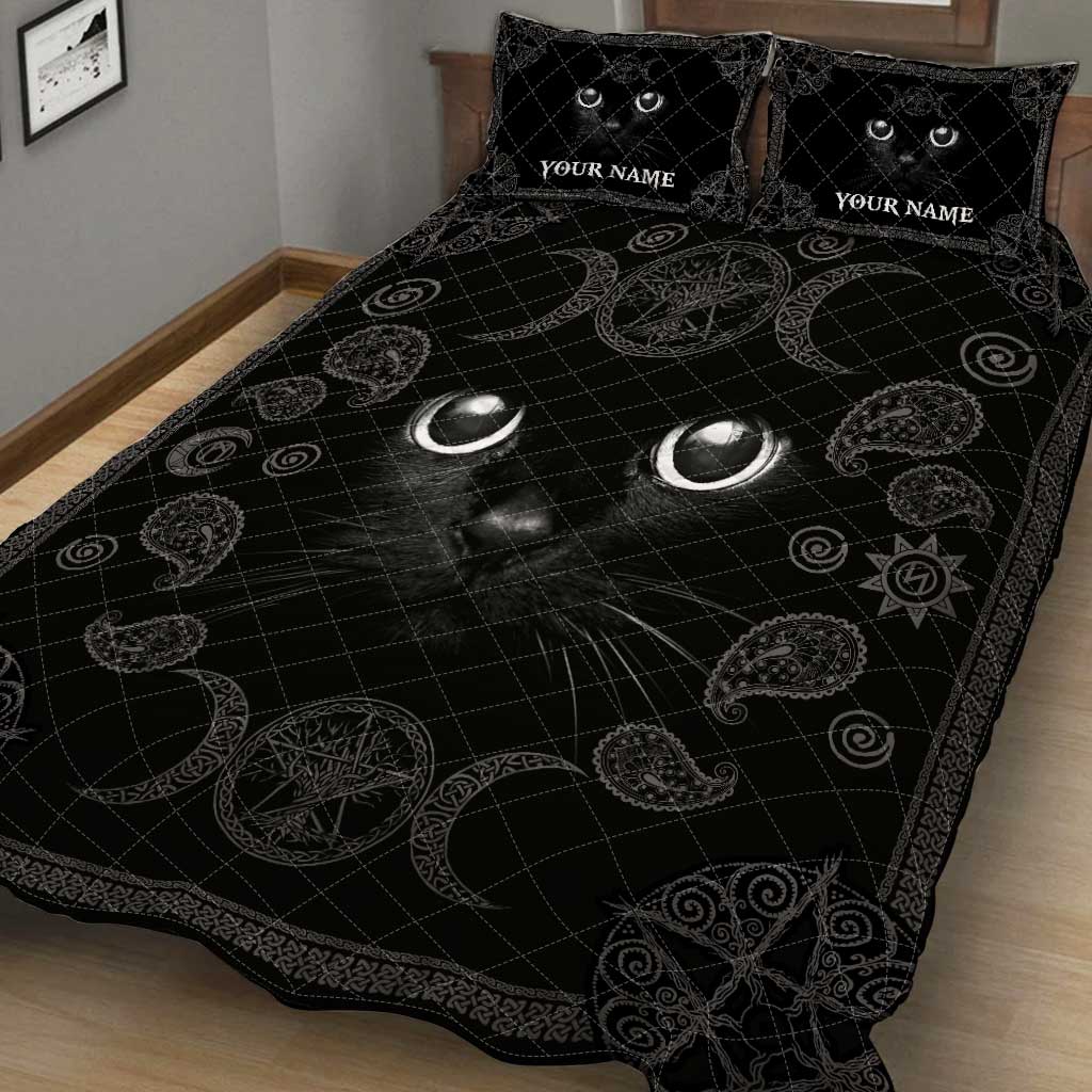 Witchy Black Cat - Personalized Witch Quilt Set