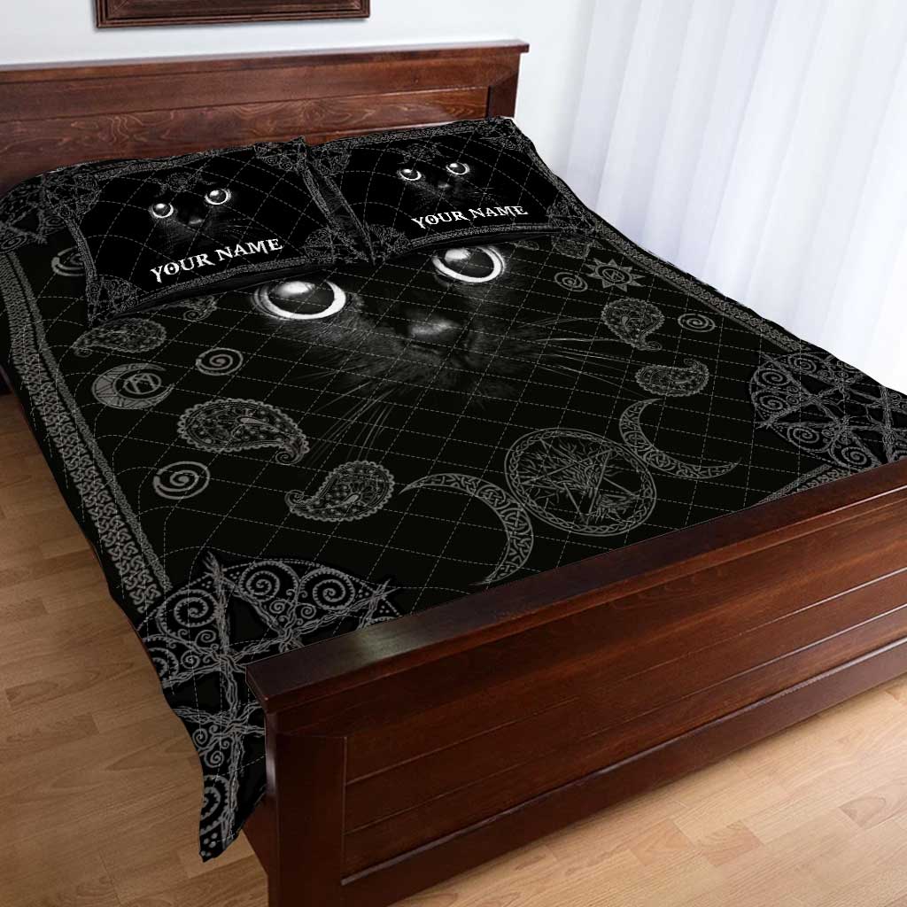 Witchy Black Cat - Personalized Witch Quilt Set