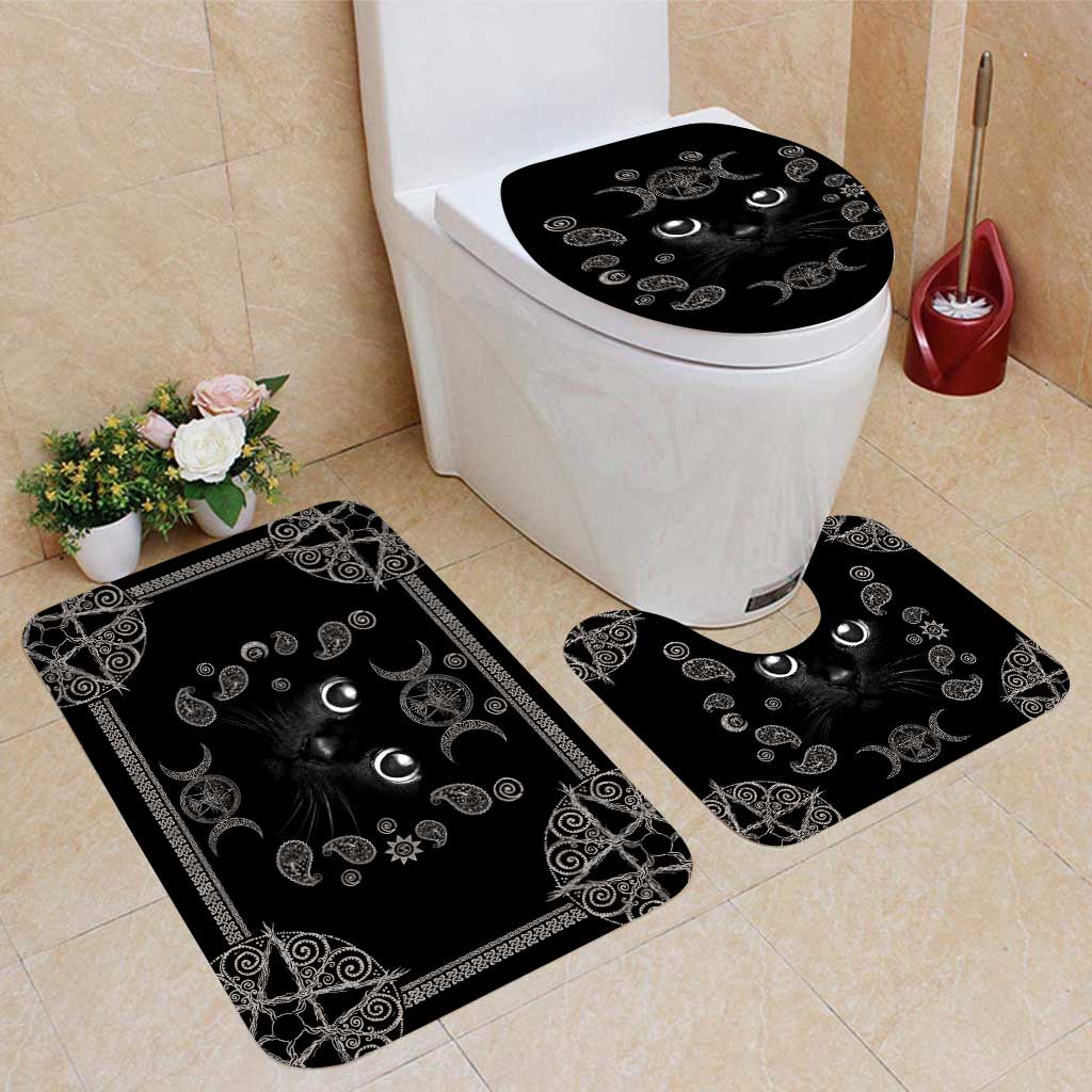 Witchy Black Cat - Witch Bathroom Curtain & Mats Set