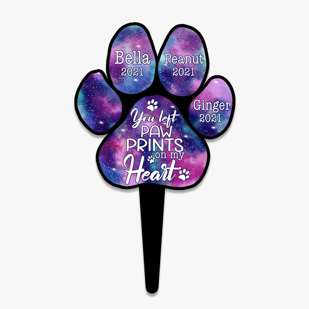 You Left PawPrints On My Heart - Personalized Dog Acrylic Garden Sign (Printed On 1 Side)