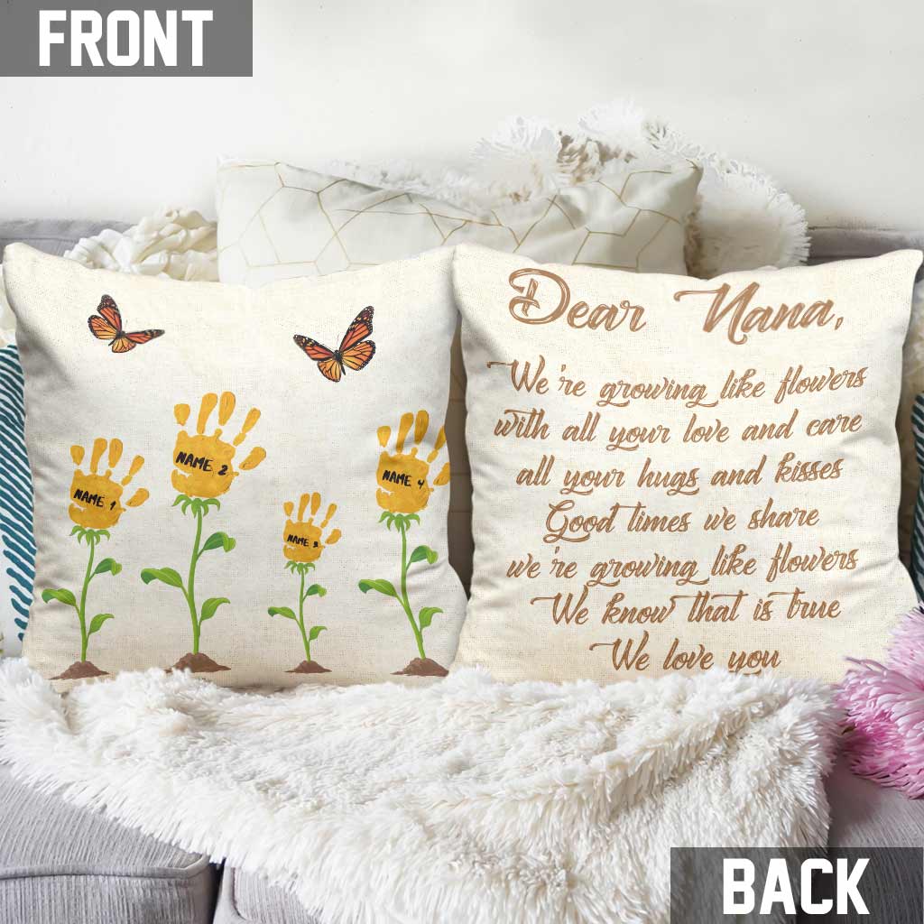 We Are Growing Like Flowers - Personalized Mother's Day Grandma Throw Pillow