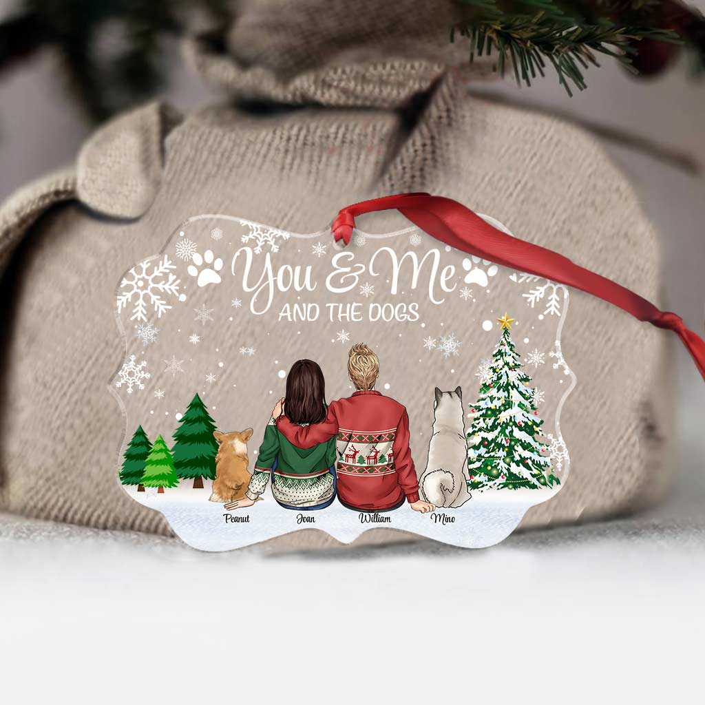 You & Me And The Dogs - Personalized Christmas Transparent Ornament