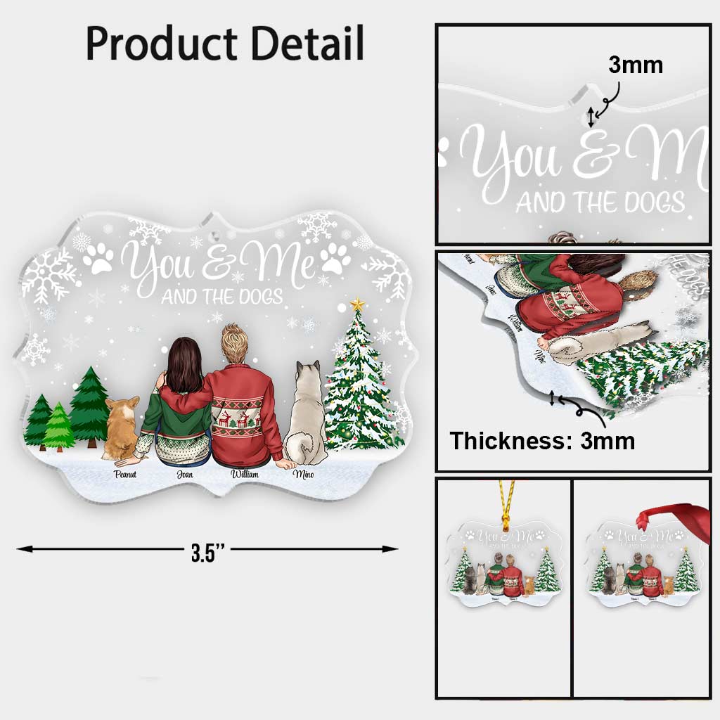 You & Me And The Dogs - Personalized Christmas Transparent Ornament