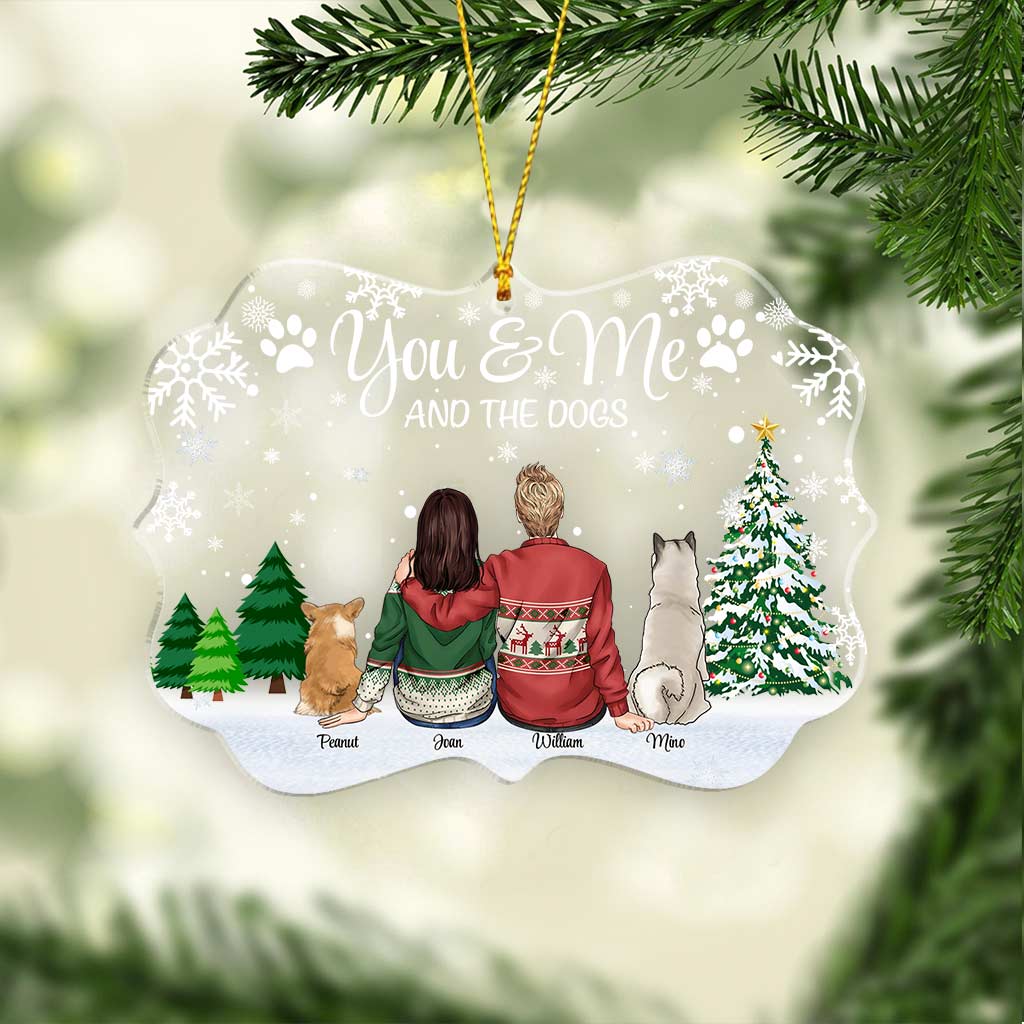 You & Me And The Dogs - Personalized Christmas Transparent Ornament