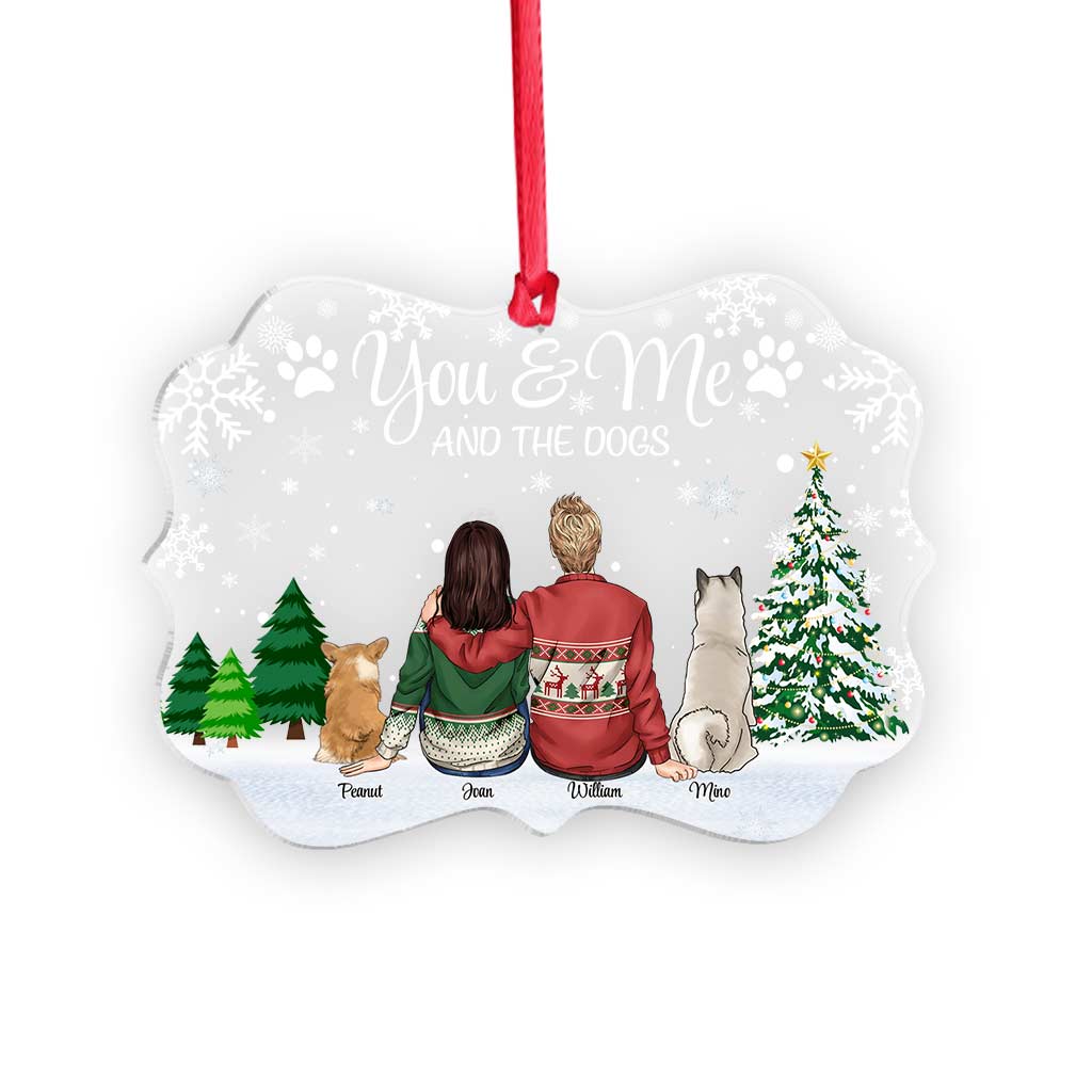 You & Me And The Dogs - Personalized Christmas Transparent Ornament