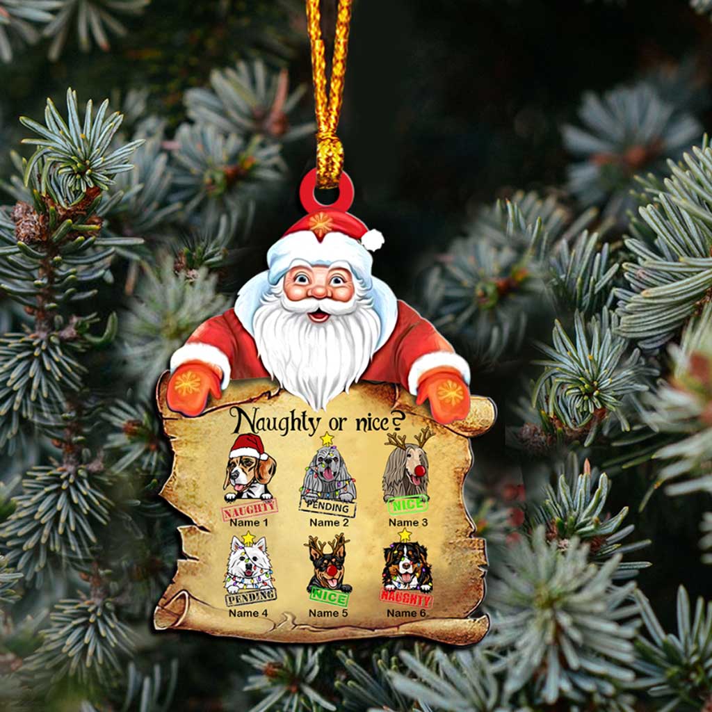 Naughty Or Nice - Personalized Christmas Dog Ornament (Printed On Both Sides)