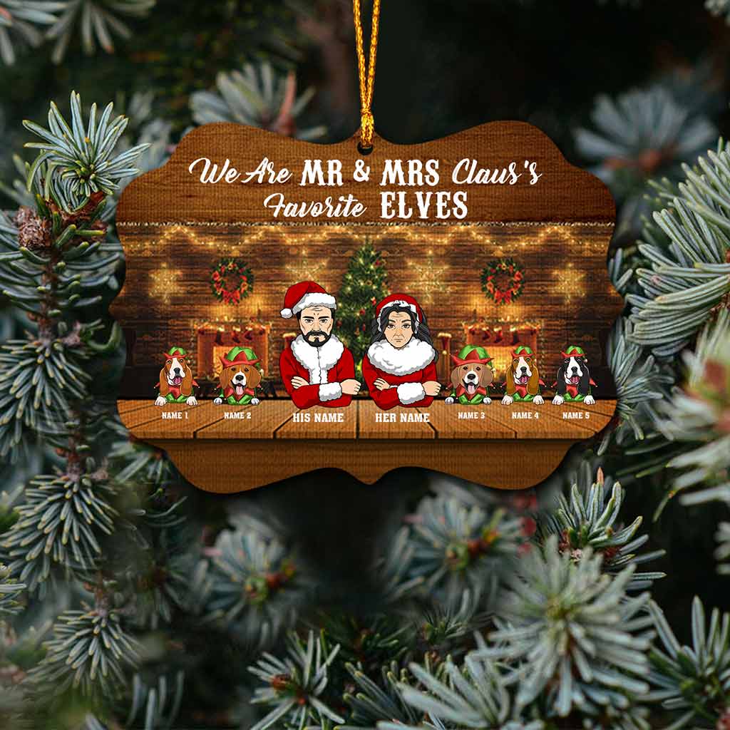 We Are Mr & Mrs Claus's Favorite Elves - Personalized Christmas Dog Ornament (Printed On Both Sides)