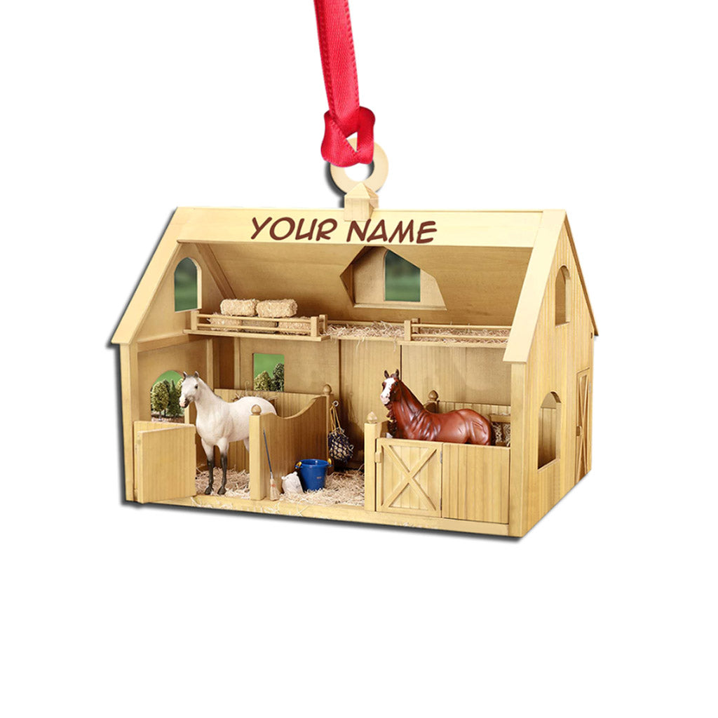 Horse Barn - Personalized Christmas Horse Ornament (Printed On Both Sides) With 3D Pattern Print