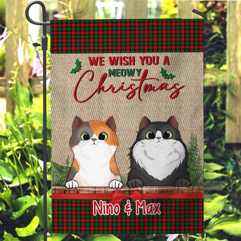 Meowy Christmas - Personalized Cat Garden Flag