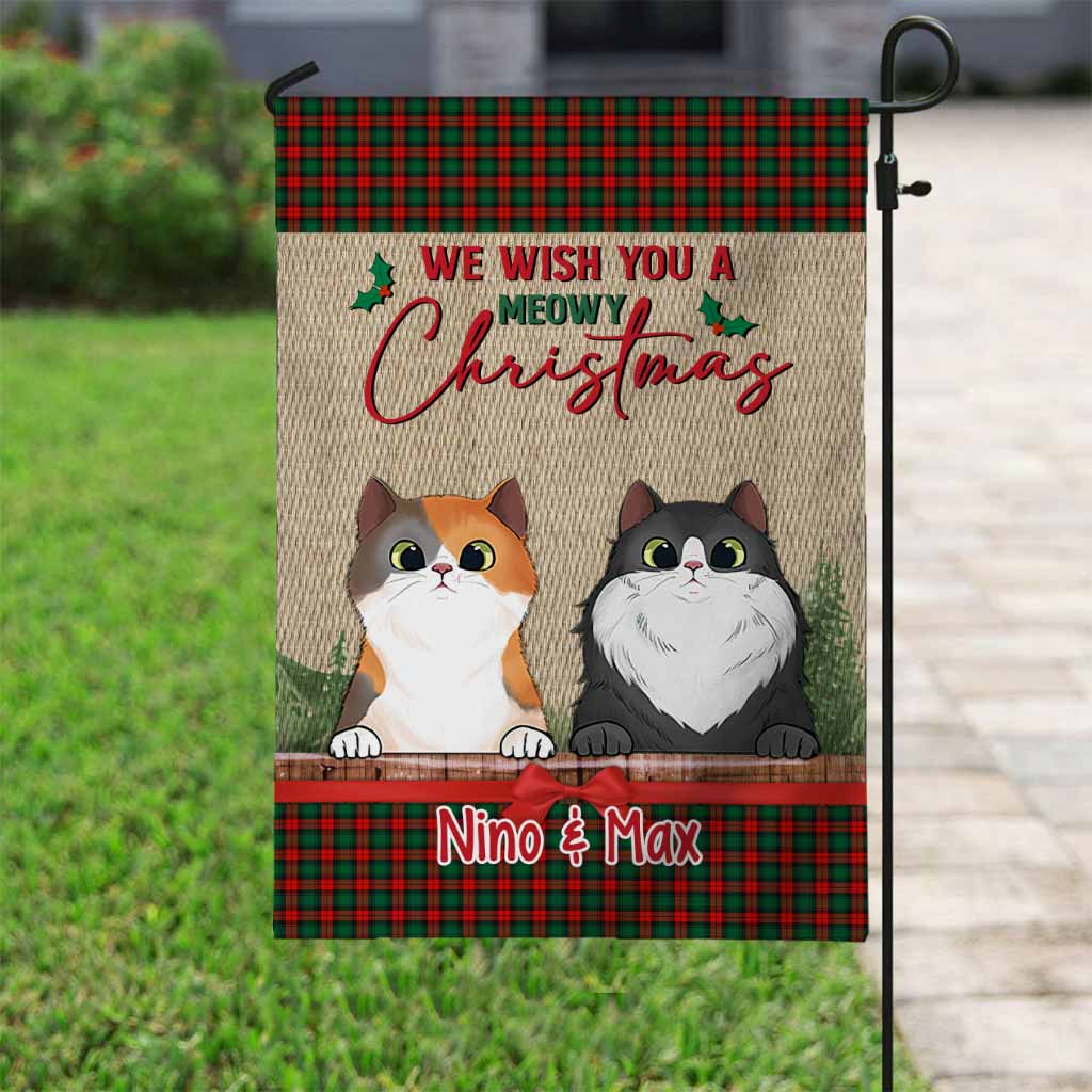 Meowy Christmas - Personalized Cat Garden Flag