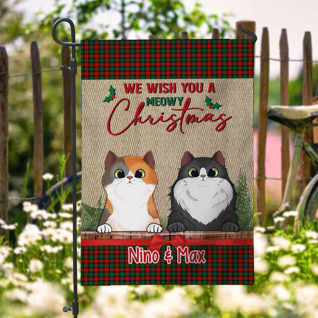 Meowy Christmas - Personalized Cat Garden Flag