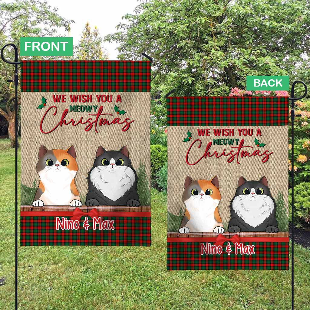 Meowy Christmas - Personalized Cat Garden Flag