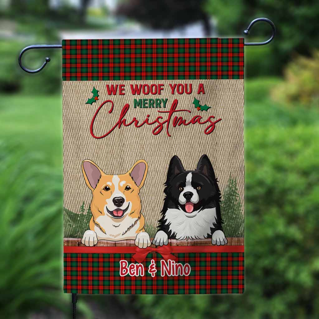 We Woof You A Merry Christmas - Personalized Dog Garden Flag