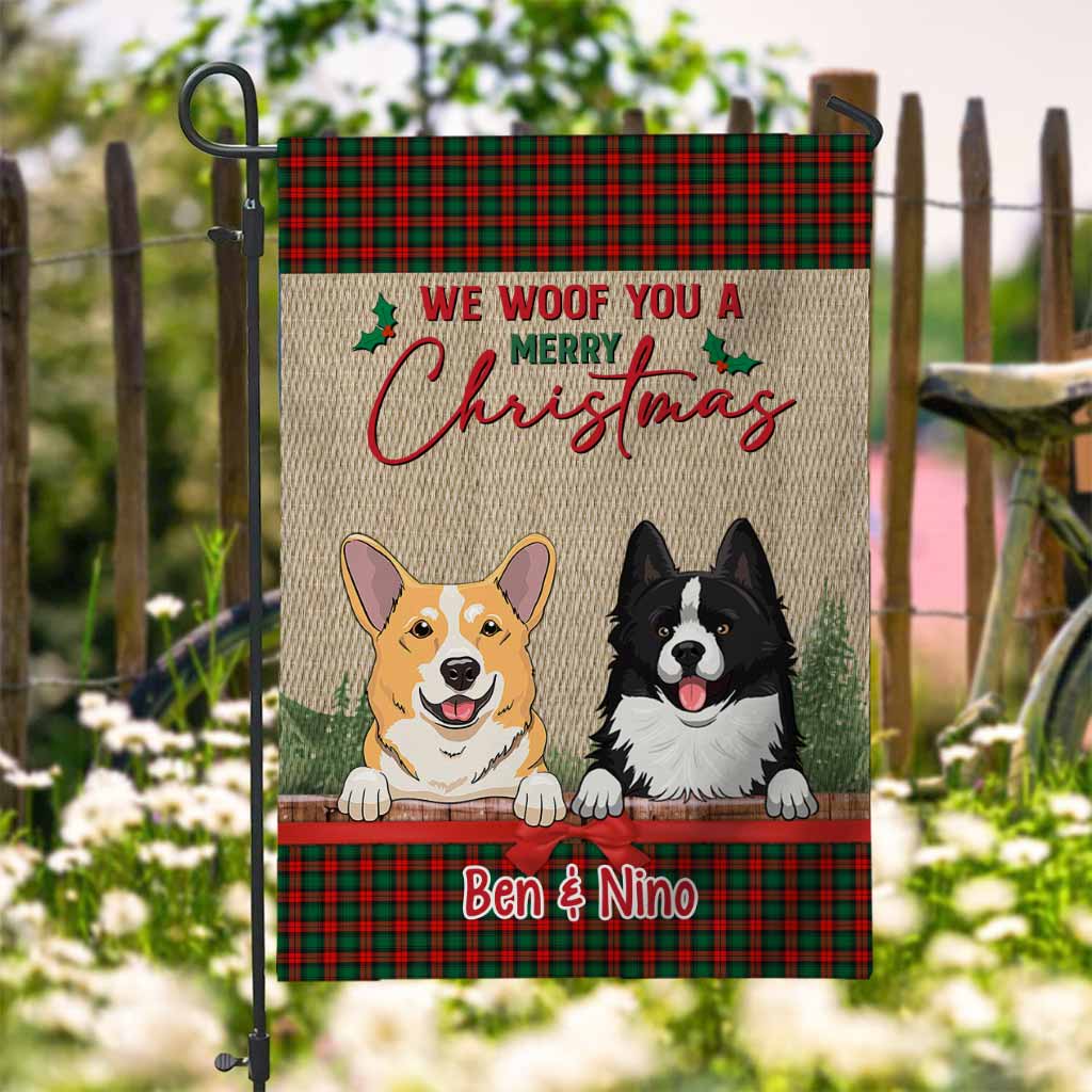 We Woof You A Merry Christmas - Personalized Dog Garden Flag