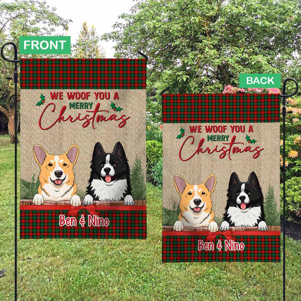 We Woof You A Merry Christmas - Personalized Dog Garden Flag