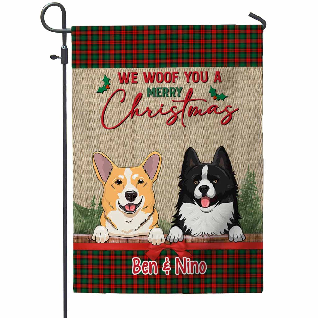 We Woof You A Merry Christmas - Personalized Dog Garden Flag