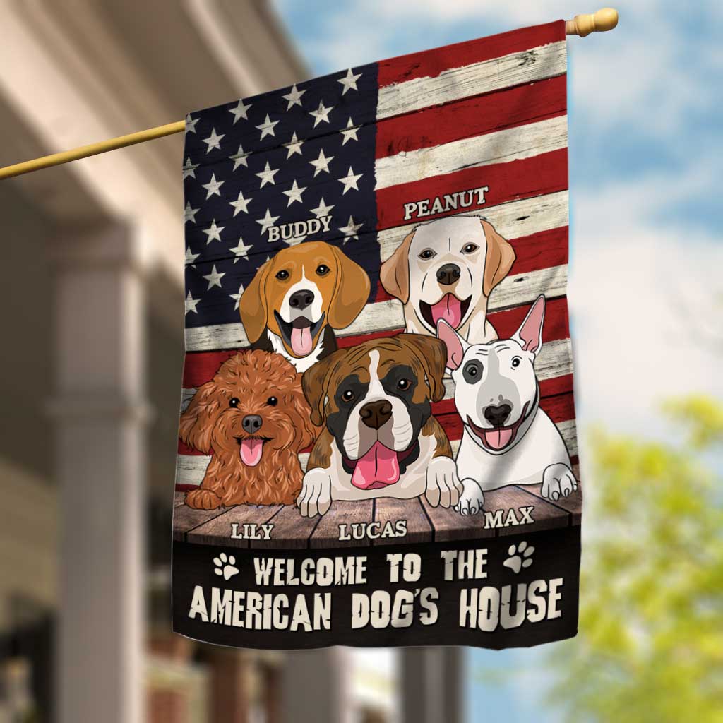 Welcome To The Dog's House - Personalized Independence Day House Flag