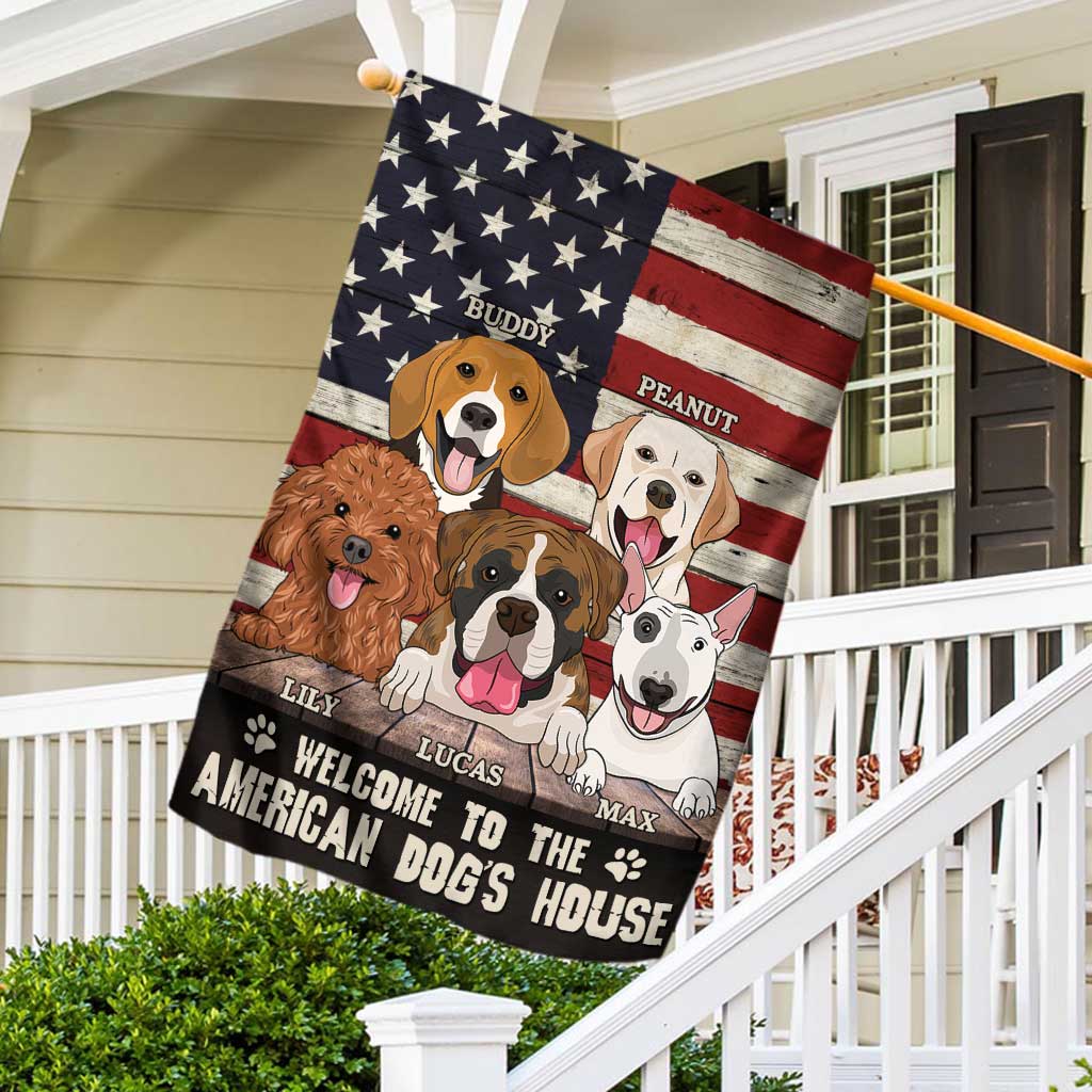 Welcome To The Dog's House - Personalized Independence Day House Flag