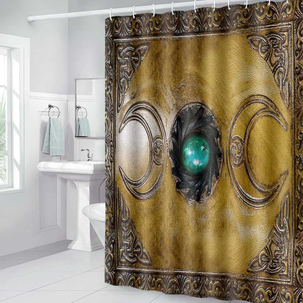 Witch - Bathroom Curtain & Mats Set With Leather Pattern Print