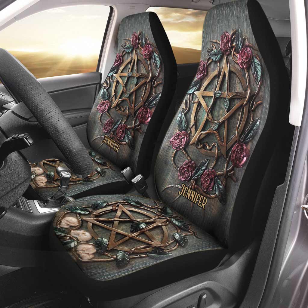 Mystical Rose Triple Moon - Personalized Witch Seat Covers With 3D Pattern Print