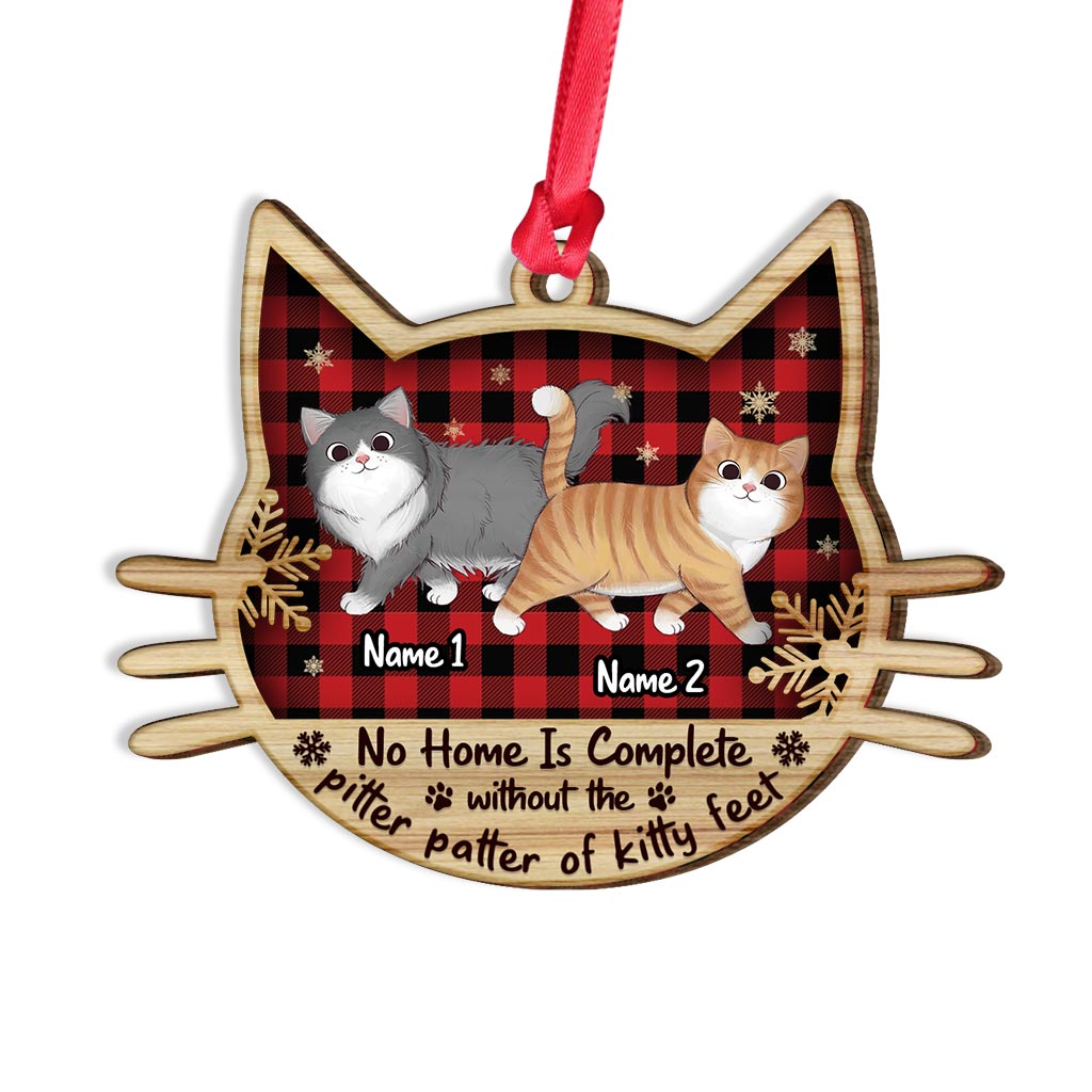 Pitter Patter - Personalized Christmas Cat Layered Wood Ornament