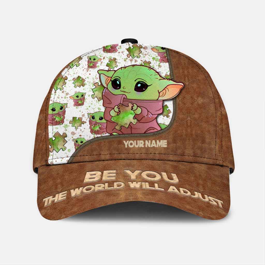 Be You The World Will Adjust - Personalized Autism Awareness Classic Cap With Leather Pattern Print