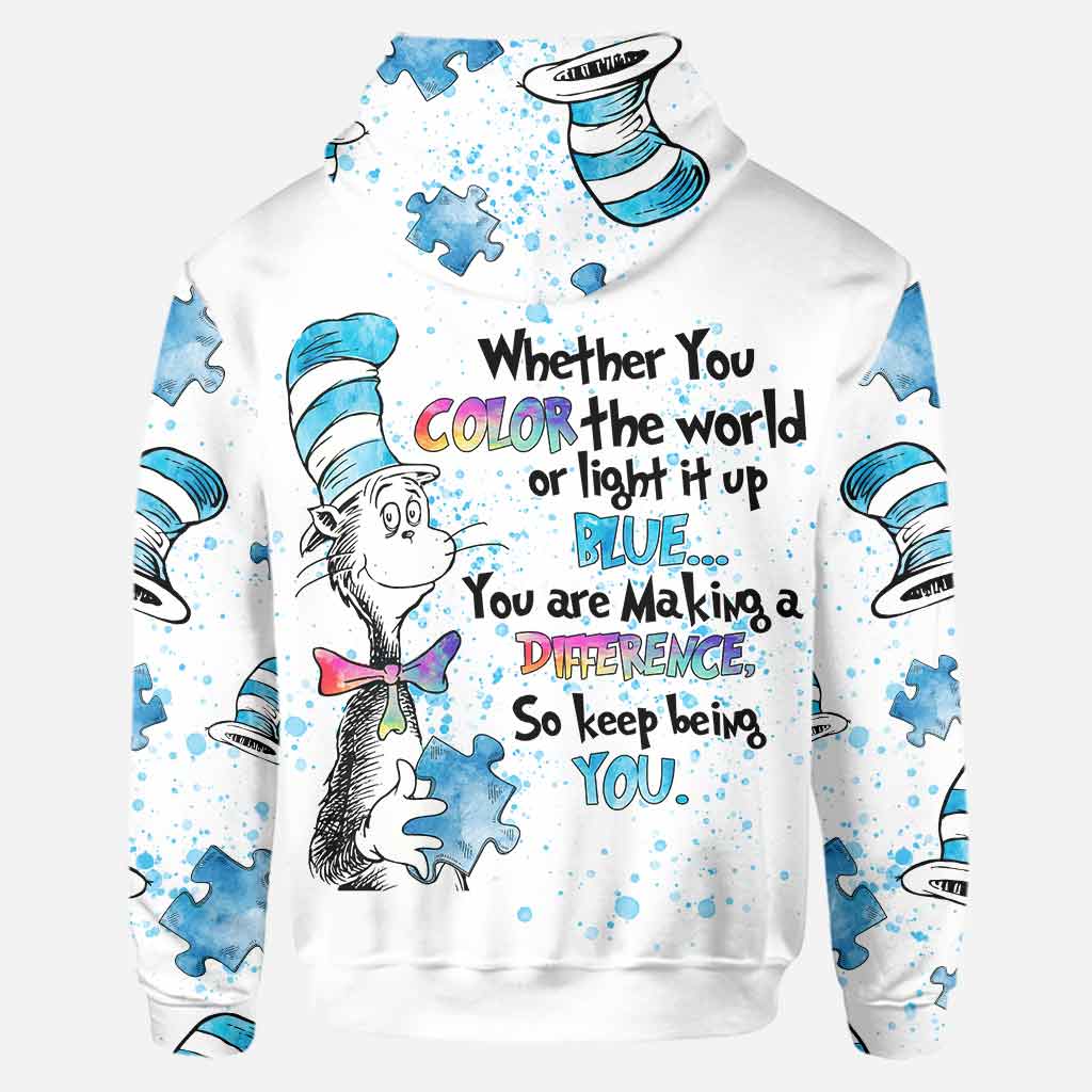 Whether You Color The World Or Light It Up Blue - Personalized Autism Awareness Hoodie and Leggings