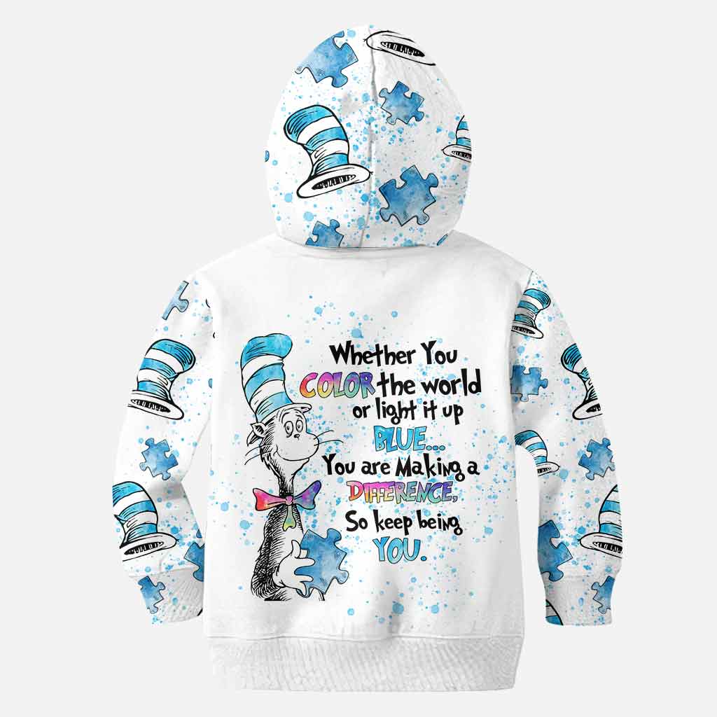Whether You Color The World Or Light It Up Blue - Personalized Autism Awareness Hoodie and Leggings