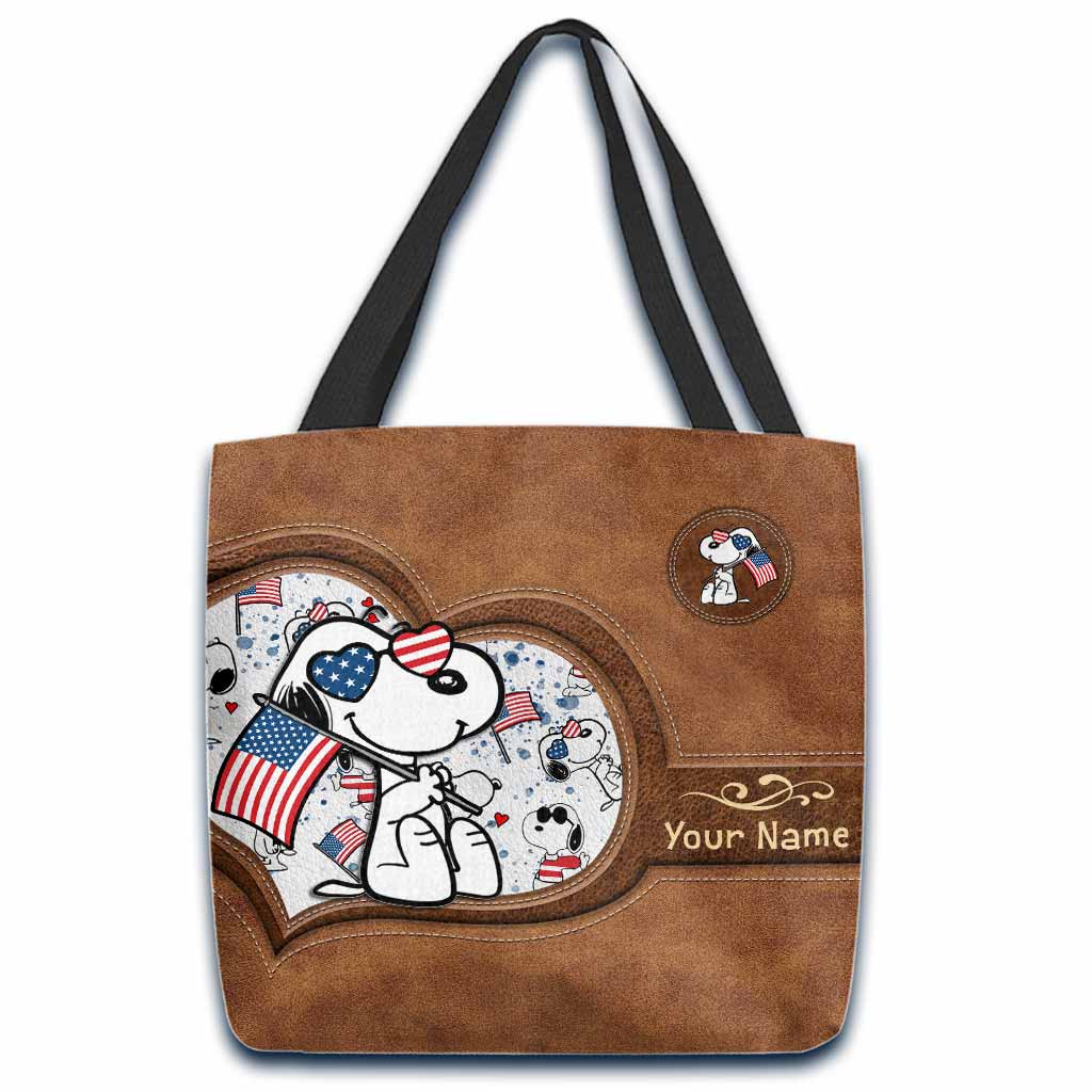 Lovely White Dog - Personalized Independence Day Tote Bag